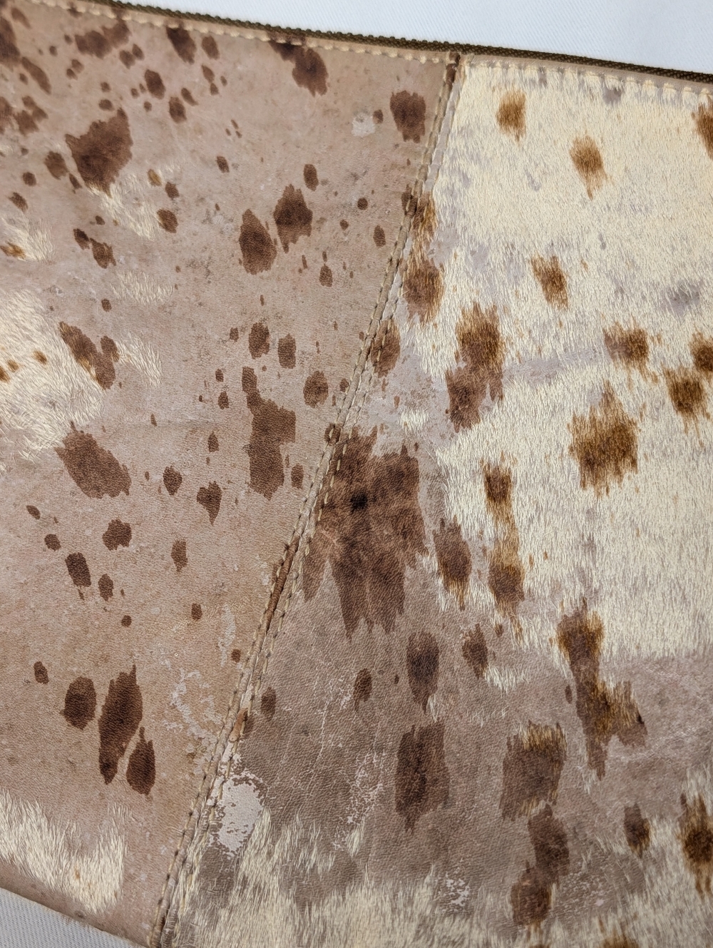 Luxurious Spotted Cowhide Wristlet Clutch - Brown & Cream - Picture 5 of 12